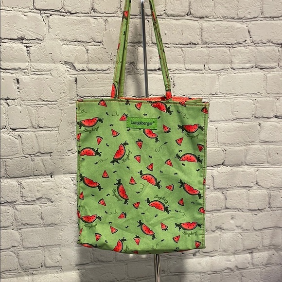 Longaberger Green and Red Watermelon Print Tote - Picture 1 of 8